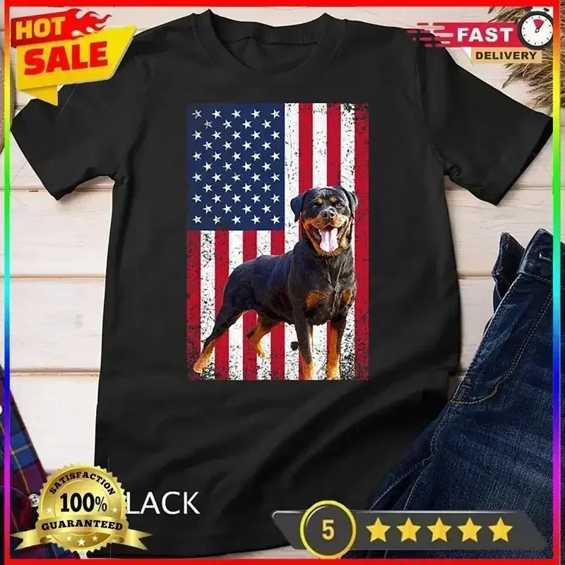 American Flag Rottweiler Dog Lover Funny 4th of July Rottie Love T Shirt Swea