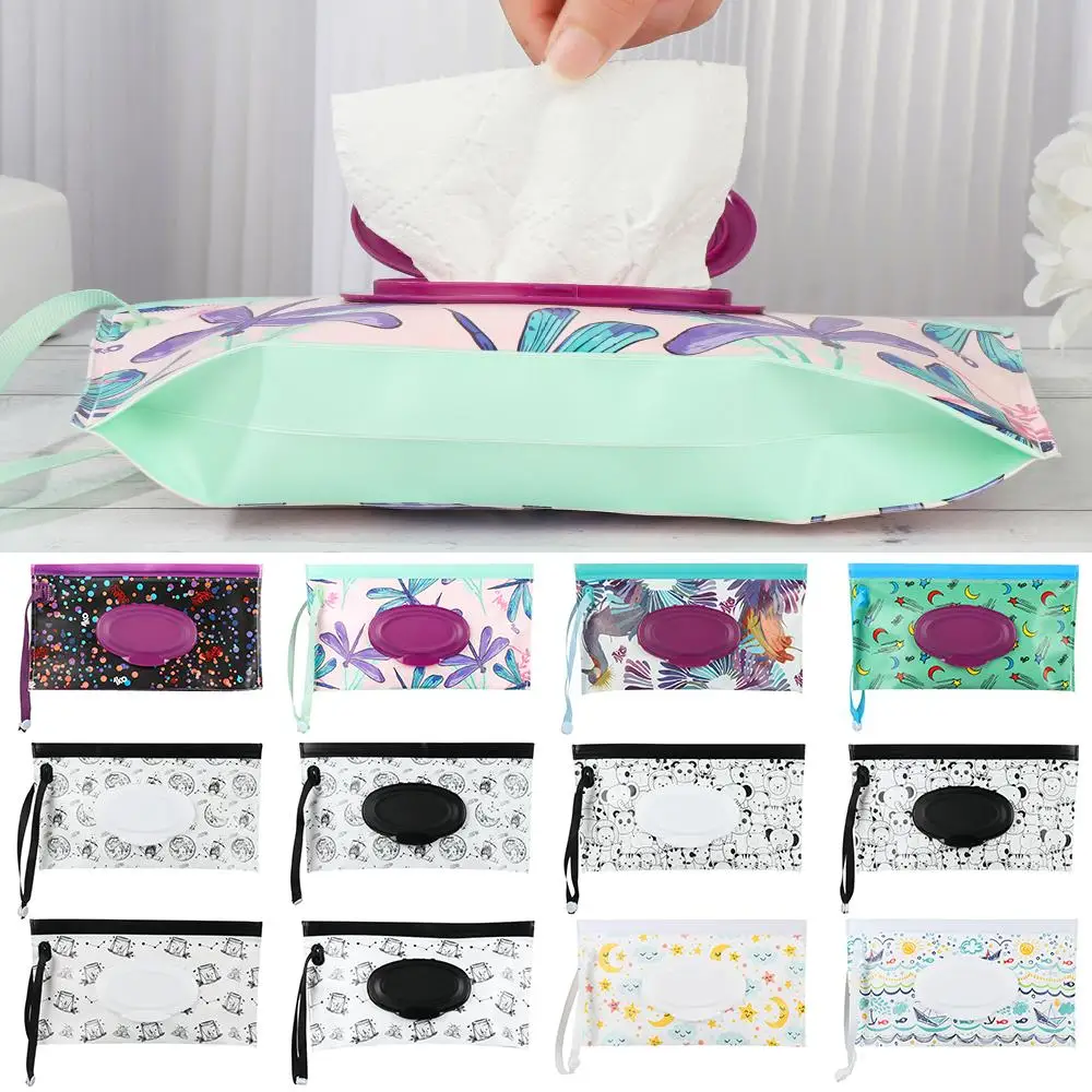 Hot Snap-Strap EVA Baby Wet Wipes Storage Bag Carrying Case Reusable Useful Paper Cosmetic Pouch Tissue Box Stroller Accessories