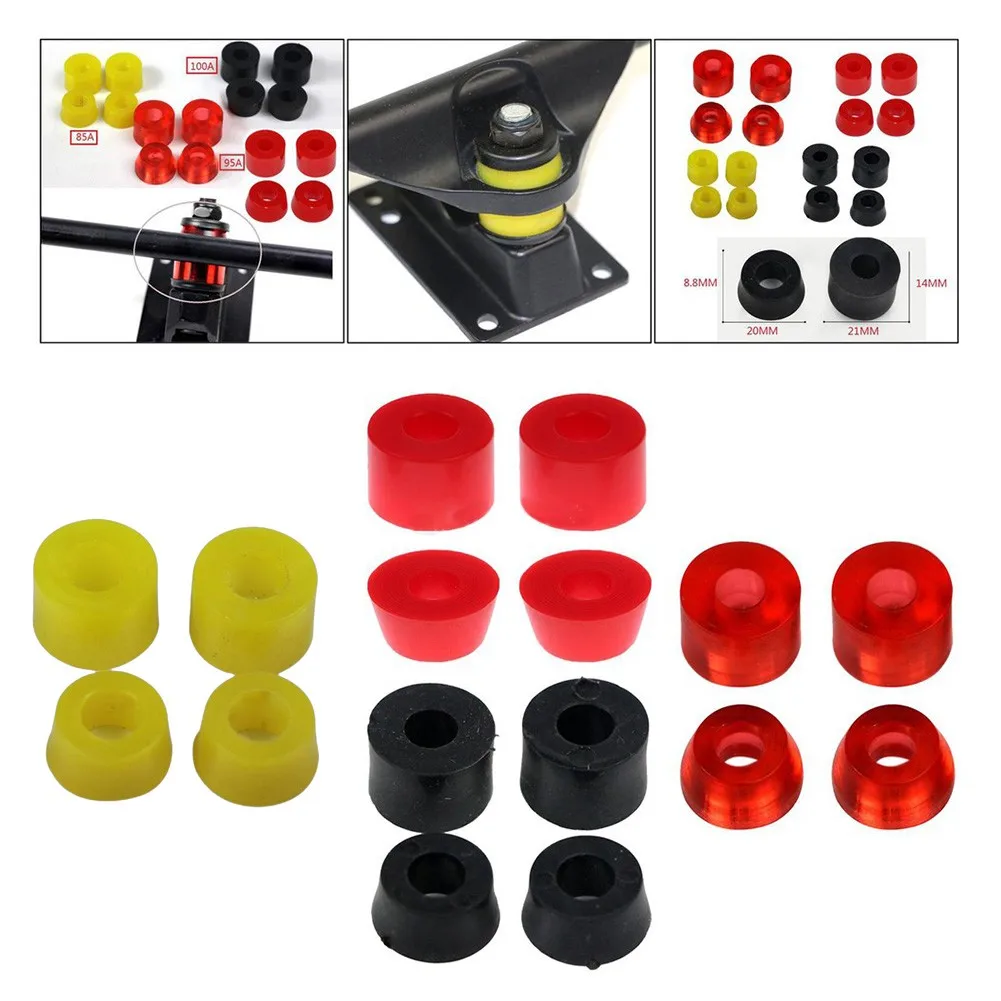 Kit de buje de monopatín, 4 piezas, pivotantes, amortiguadores, almohadillas para Longboards, 85A, 95A, 100A, dureza completa