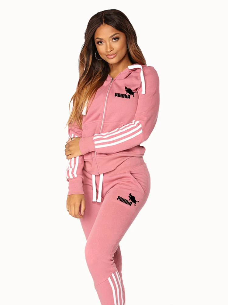 Gym Two Piece Sets for Women Jogging Women\'s Tracksuit Sports Comfortable Zip Hoodie Outdoors Slim Fit Casual Daily High Quality