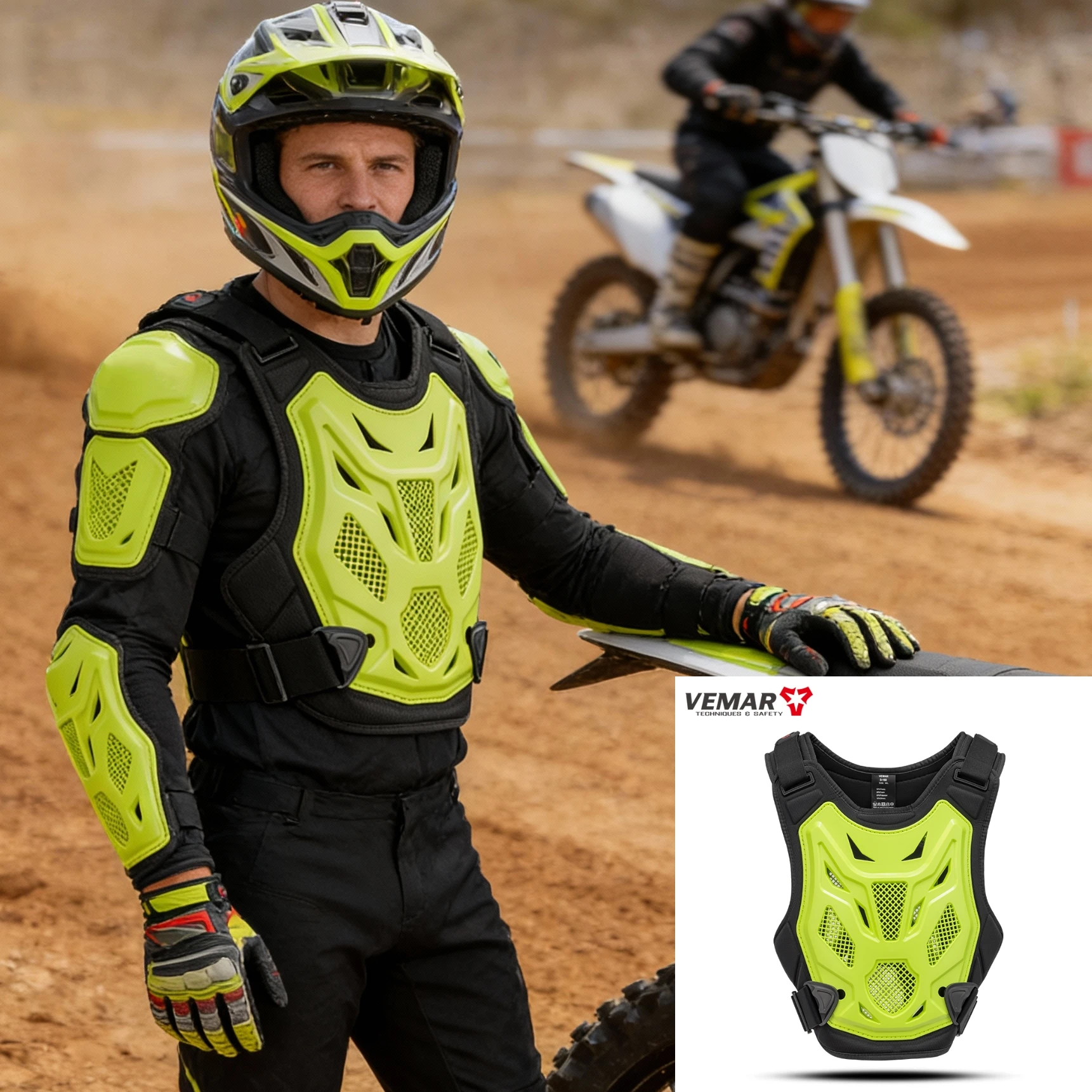 Motorcycle Motocross Off-Road Racing Vest - Adult Professional Armor Chest Protector for Dirt Bike Safety Gear