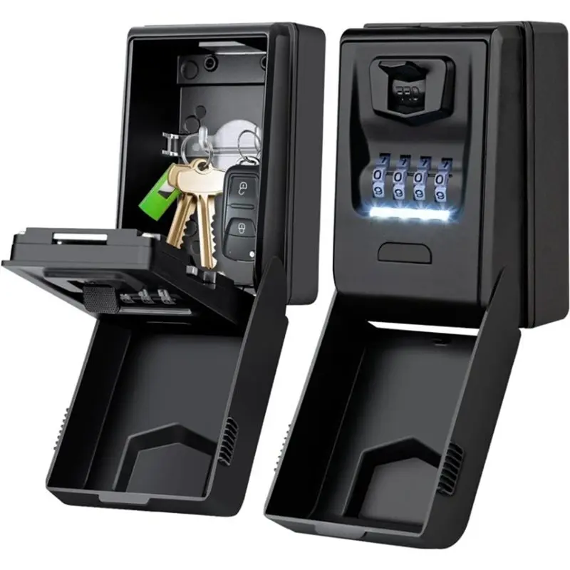 【PUBLICITY】Large Capacity Password Key Box Wall Mounted Lock Storage Box With Led Light Waterproof Cover High Security Key Box