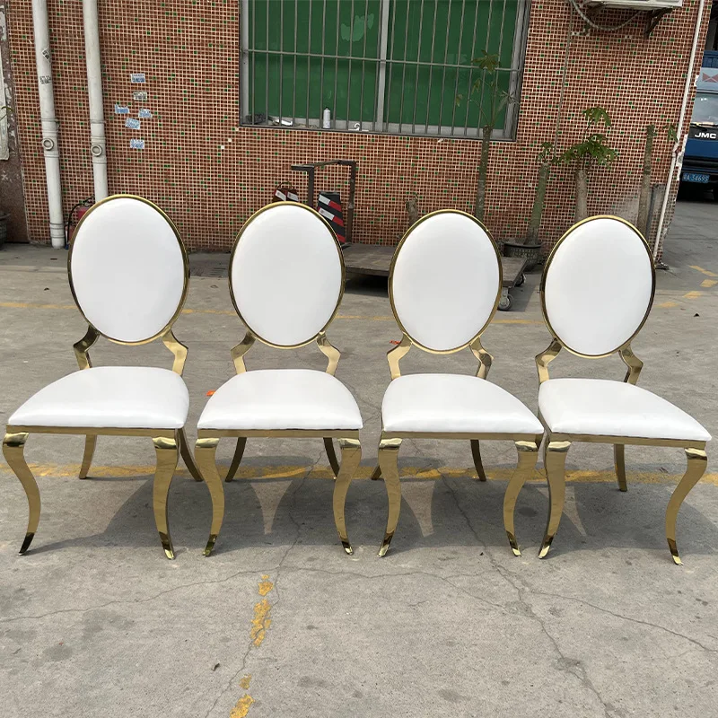 Hotel golden dining chair stainless steel flower back chair simple casual wedding chair