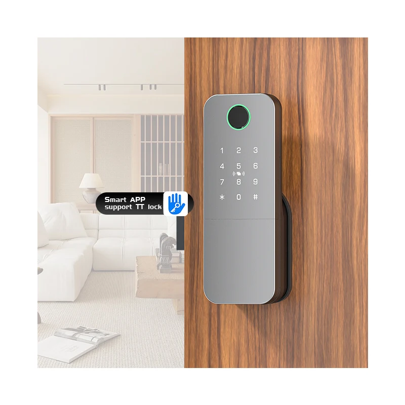 

Smart Fingerprint Lock TT Lock APP Deep Waterproofing Single-sided Fingerprint Smart Lock Silver