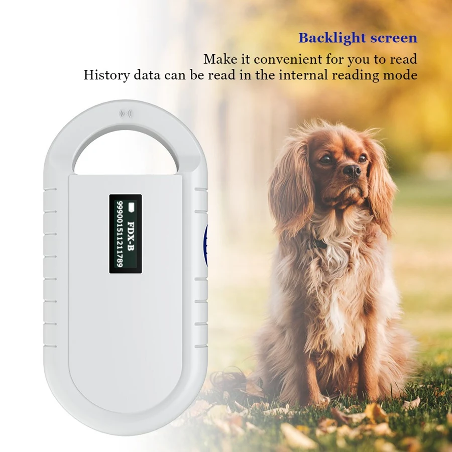 RFID Reader Pet Microchip Scanner Handheld Animal Chip Reader Portable RFID Reader Supports for ISO 11784/11785, FDX-B