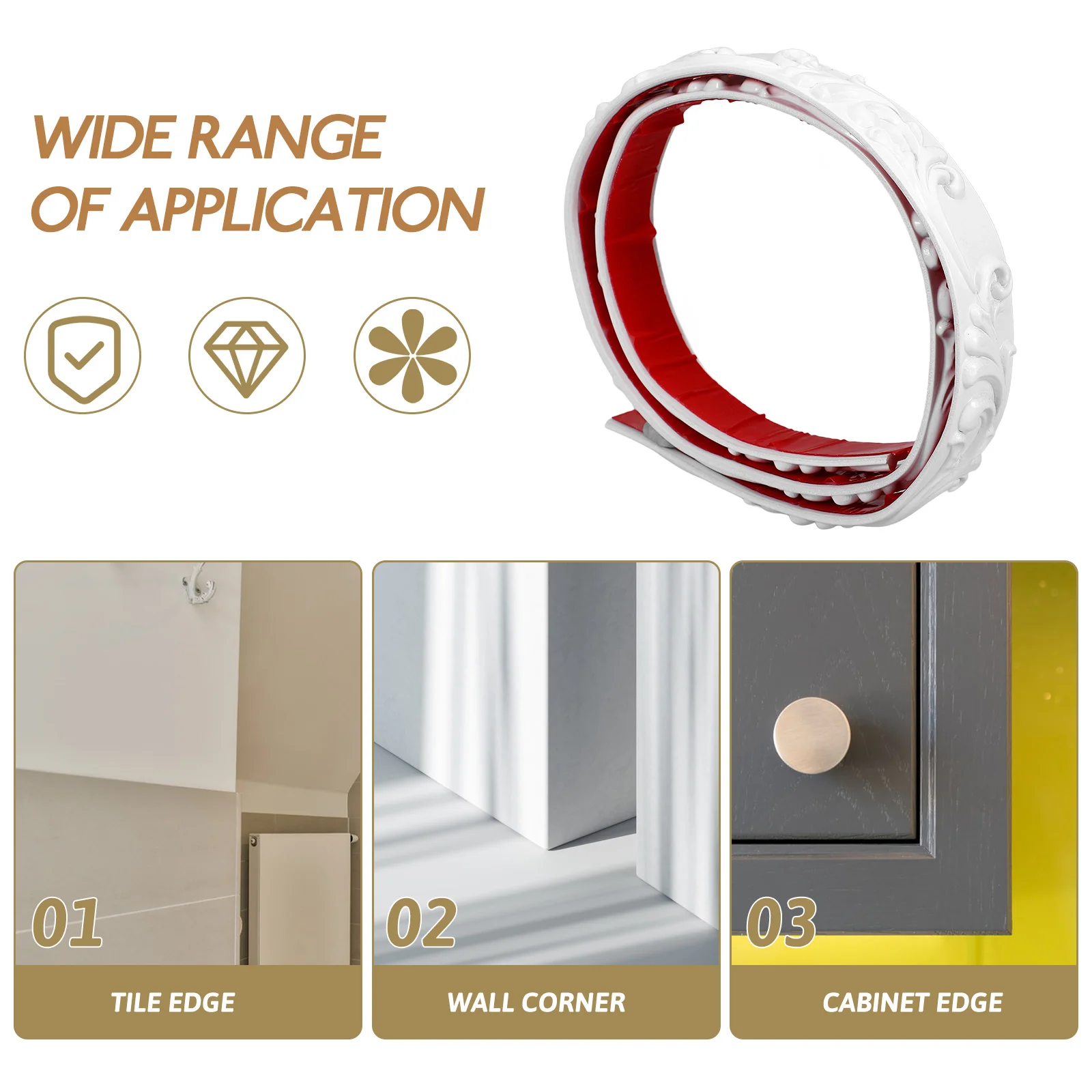 

Self-Adhesive Wall Corner Trim Flexible PVC Molding Peel and Stick Trim Caulk Strip for Modern Home Office Hotel Decor