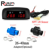 LCD Digital Car Truck 2 In 1 Water Temp + Voltmeter Gauge +10MM coolant temperature sensor For 12V/24V Vehicle Car Gauges Meter
