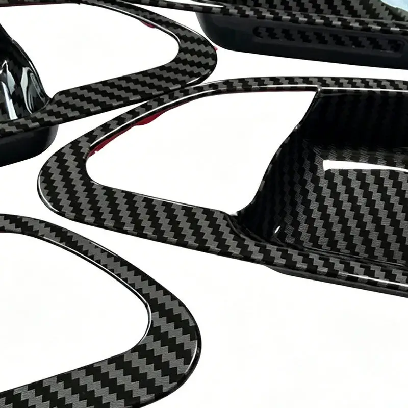 LHD 4pcs Carbon Fiber Texture Car ABS Interior Door Bowl Frame Trim For Mercedes Benz C E Class W205 W213 GLC X253 2015-2021