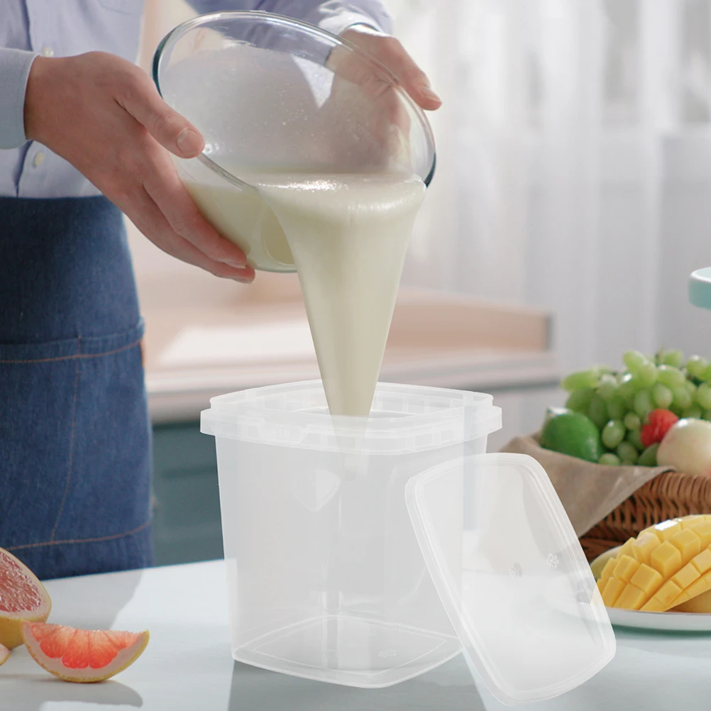 

4pcs Ice Cream Containers Storage Holder Small Bucket With Lid Smooth Non-Stick Freezer Safe Plastic Kitchen Cup For