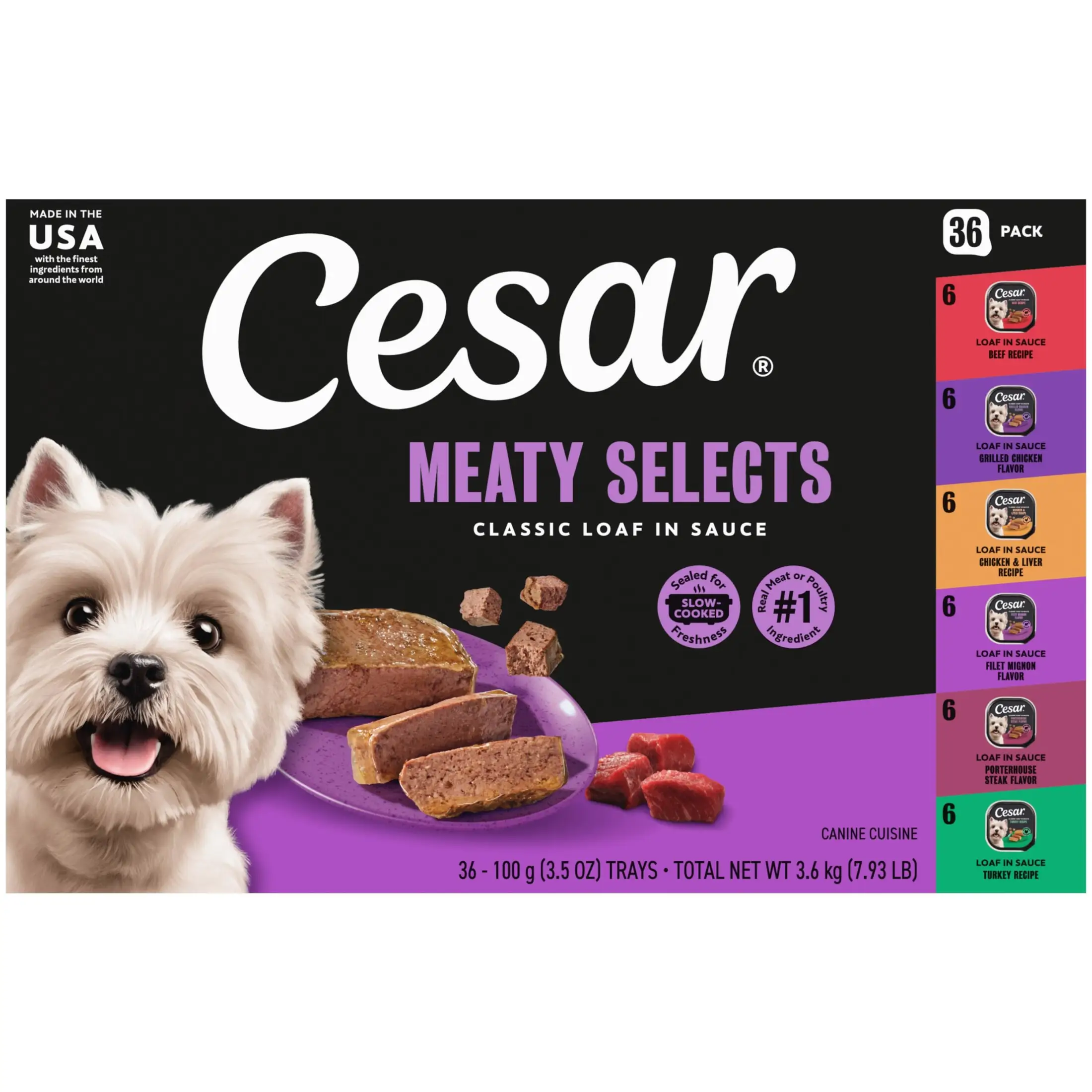 Loaf in Sauce Wet Dog Food for Adults – Poultry and Beef Varieties, 3.5 oz Trays, 36 Pack