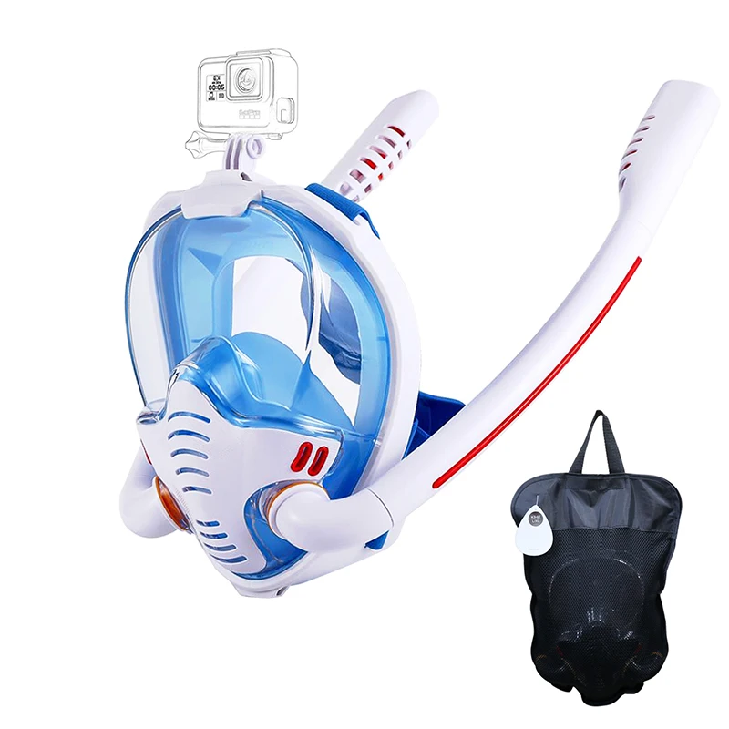 NONE Schnorchelmaske, Doppelschlauch, Silikon, voll trocken, Tauchmaske für Erwachsene, Schwimmmaske, Tauchbrille für den Innenbereich, eigenständiger Unterwasseratmung 5