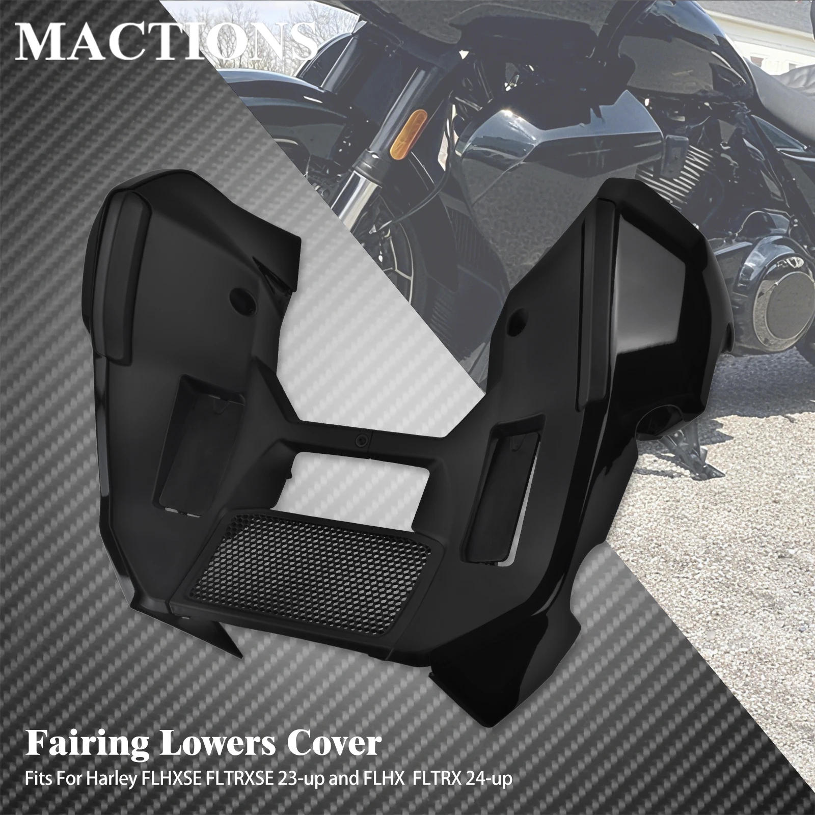 

Motorcycle Extended Chin Spoiler Set Fairing Lowers Cover For Harley Touring CVO Street Road Glide 2023-Up FLHX FLTRX 2024-Later