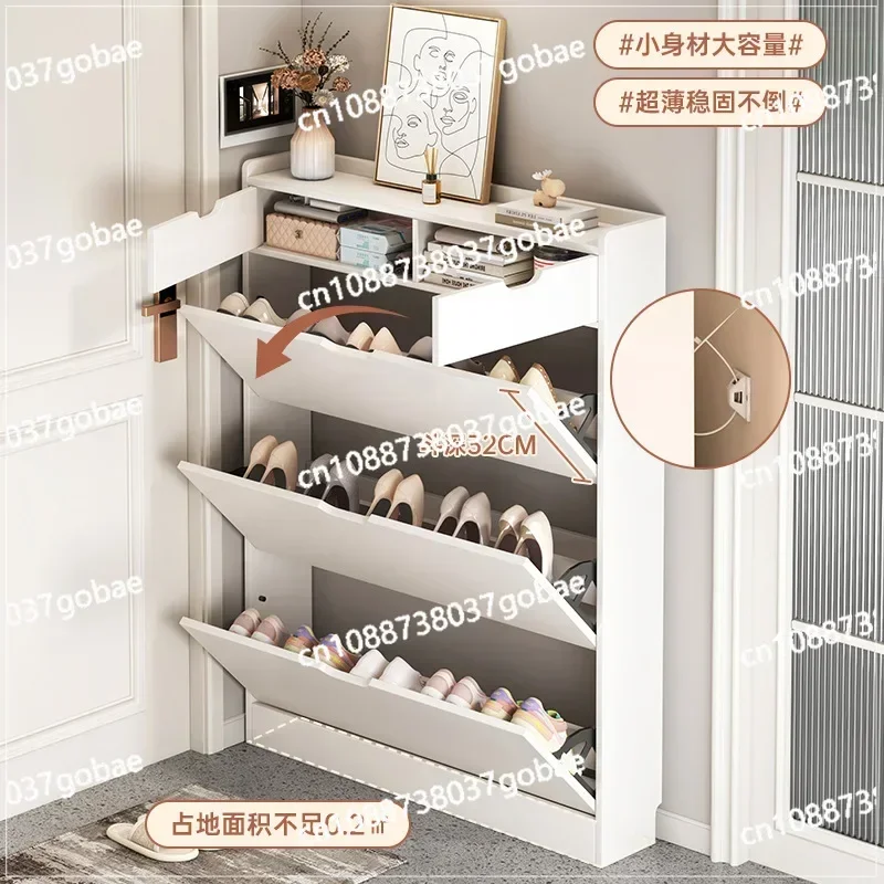 Shoe Cabinet Household Entrance Small Narrow Entrance Cabinet New 2024 Indoor Wall Tipping Bucket Shoe Rack