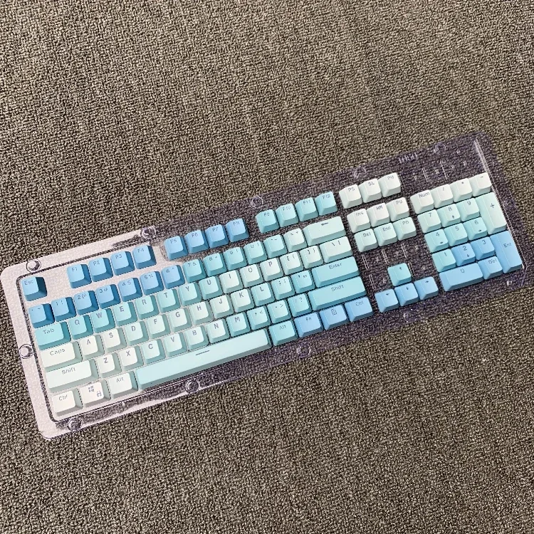 PBT keycap dip gradual change color blue purple 104 mechanical keyboard OEM pink DK5.0 wired IKBC personality MK8