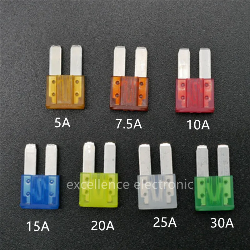 Mini M2 Auto Long Foot Fuse Combo Kit 5A 7.5A 10A 15A 20A 25A 30A Micro2 Car Fuse Combination with Puller Tool