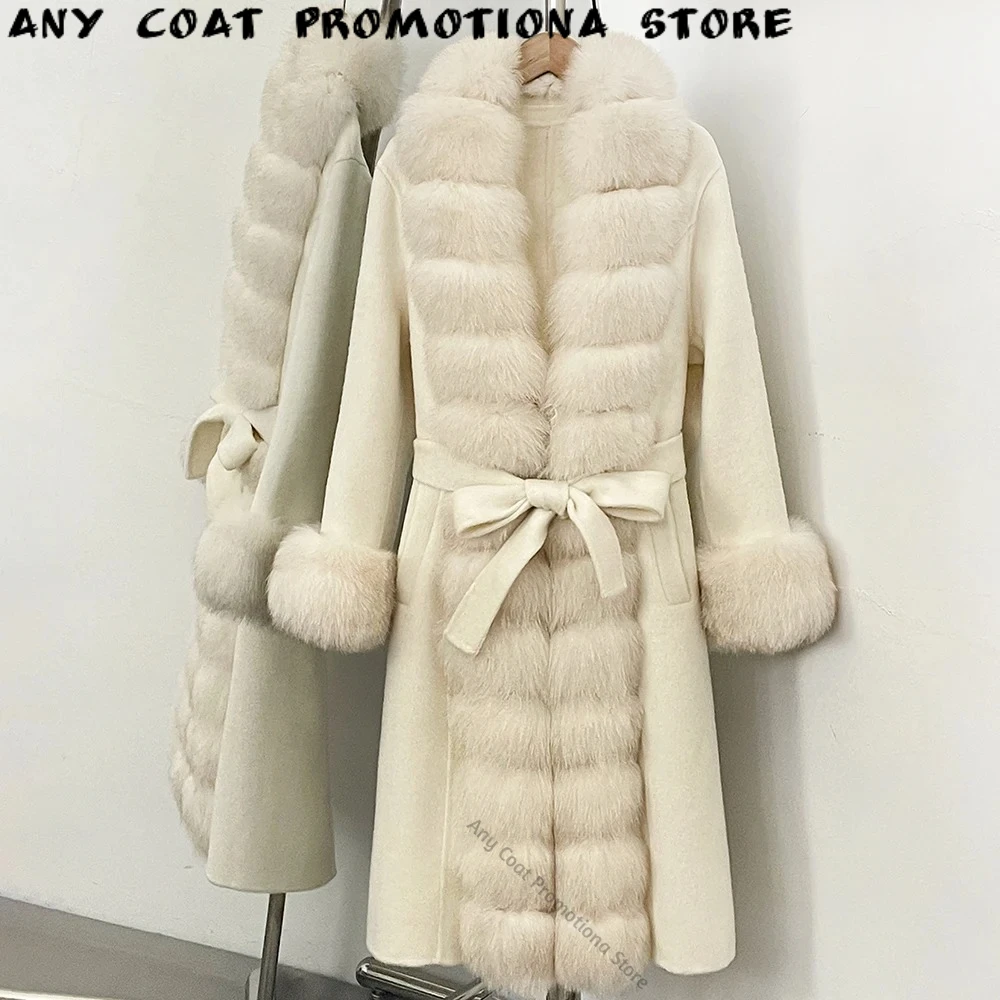 Women's Faux Fur Coat Length Outerwear with Belt Vintage Quiet Luxury Warm Thick Outfit for Autumn Winter Daily Party Occasion