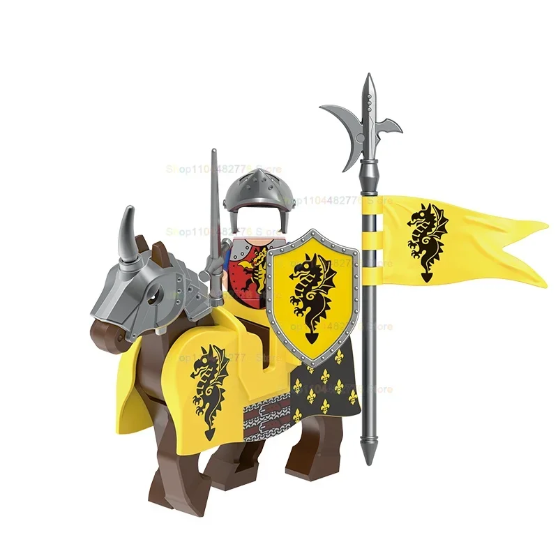 GH0409 GH0410 Middle Ages Armor Knights War Horse Action Figures Building Blocks Helmet Accessory Children's Toys Birthday Gifts view 4