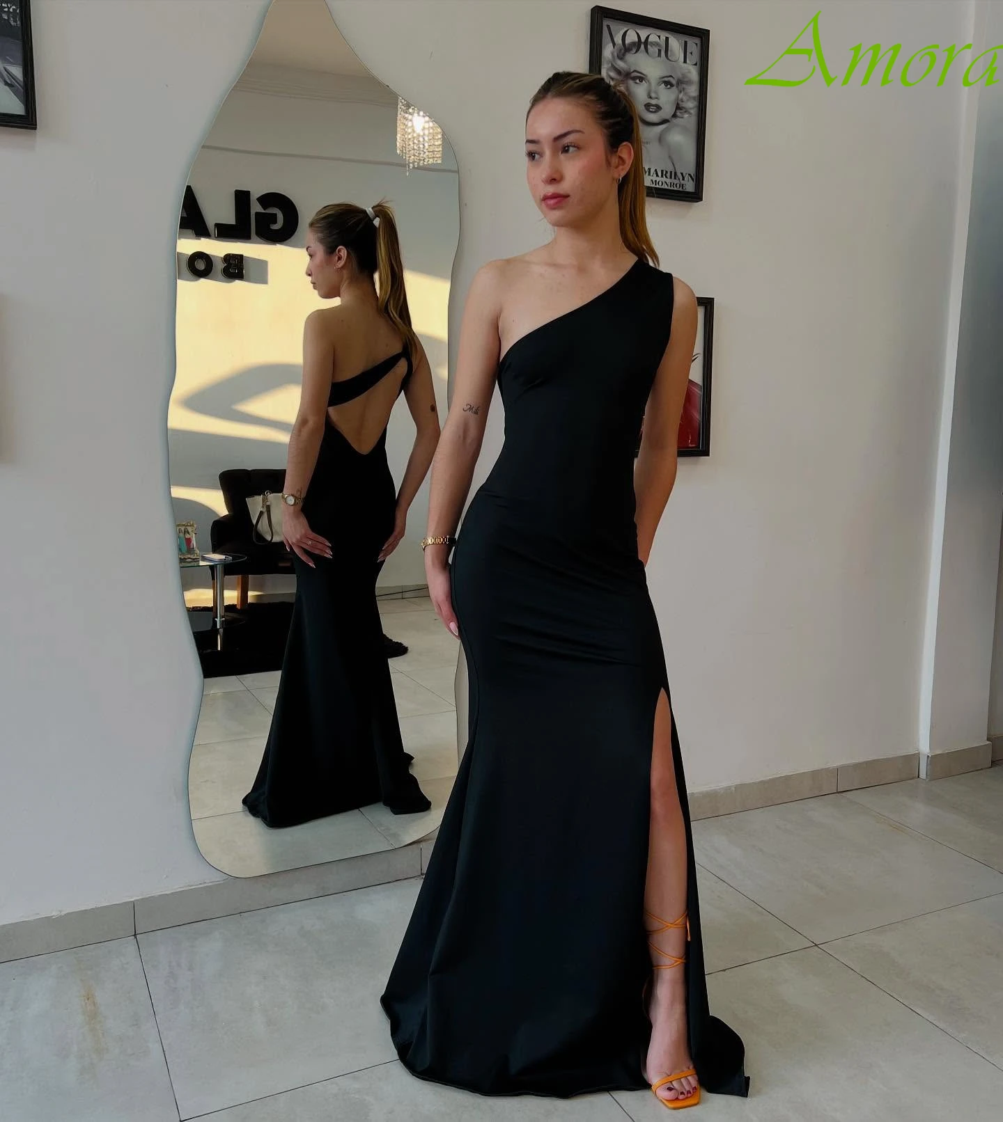 

Customized Mermaid One Shoulder Elegant Fashion Evening Dress Temperament Party Gowns High Quality Bespoke Occasion Gowns