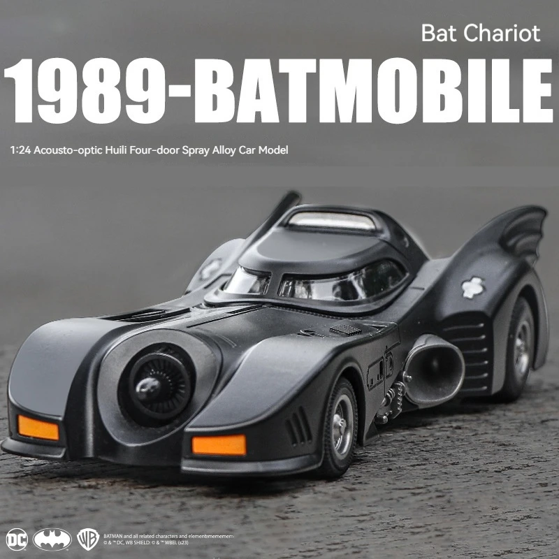 

1:24 Toy Vehicle Anime Figure Simulation 1989 Batmobile Alloy Model Sound And Light Metal Pull Back Cars Gift