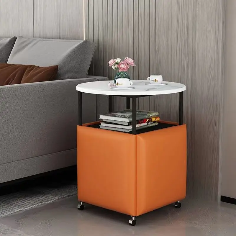 Rock board multifunctional Rubik's cube stool, tea table, small stool, movable, light luxury small table, tea table, sofa edge