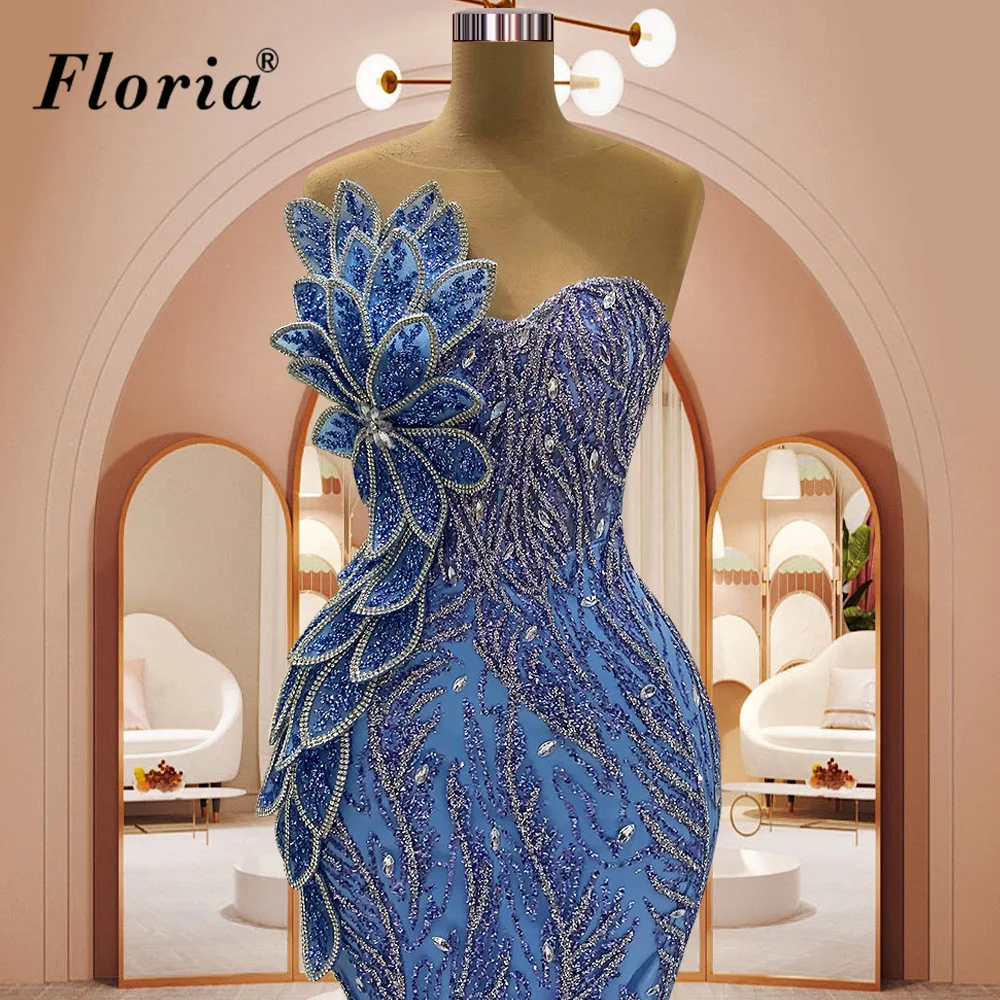 Classic Blue Cocktail Dresses Mermaid Sleeveless Elegant Prom Dresses Evening Party Gowns Vestidos De Cóctel Pageant Gowns