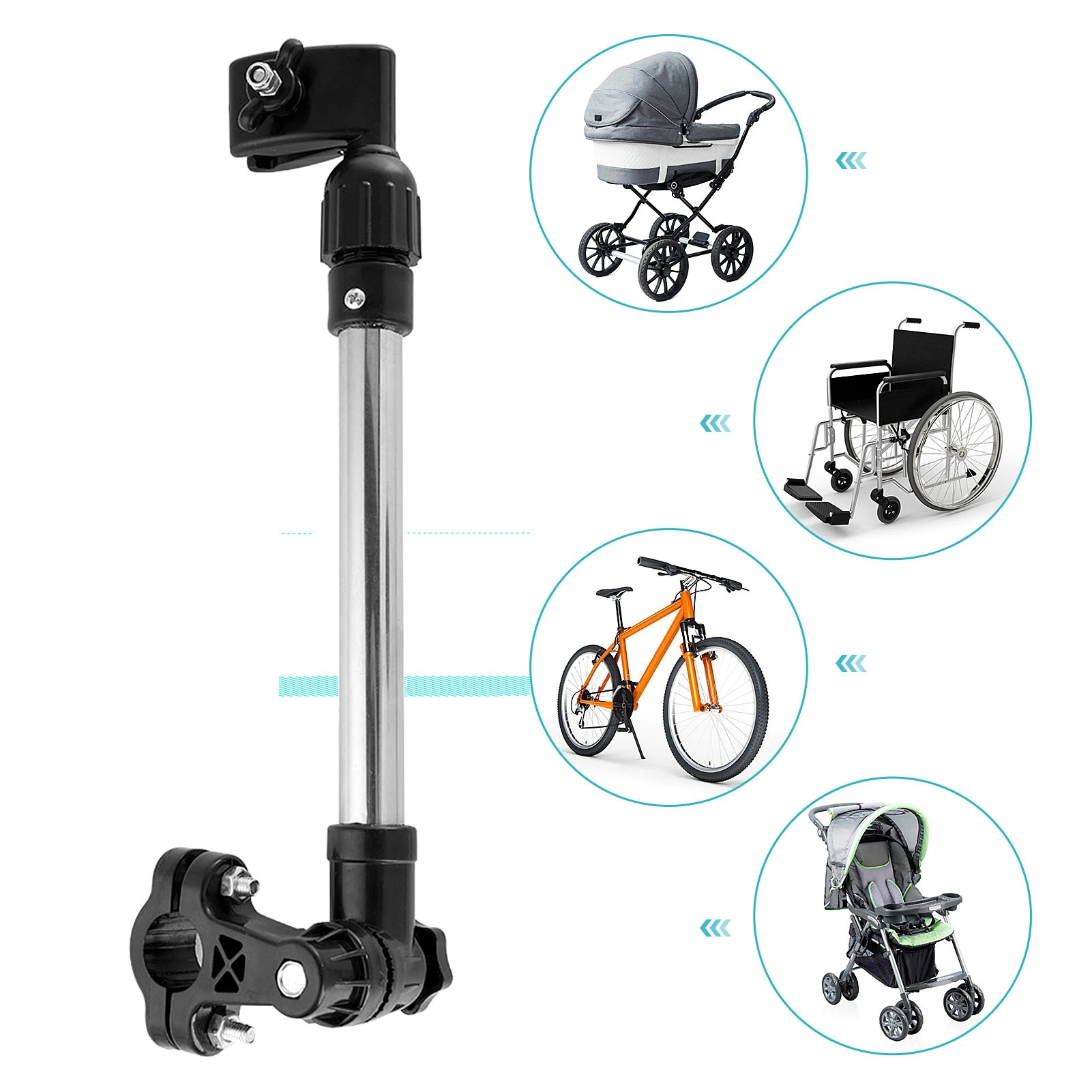 Stainless Steel Bicycle Baby Stroller MBC Umbrella Stand Pram Retractable Umbrella Holder