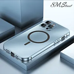 Luxury Aluminum Case For IPHON 13 14 15 16 17 Pro Max Plus Magnetic Metal Phone Cover For iPhone Air With Lens Film Protection