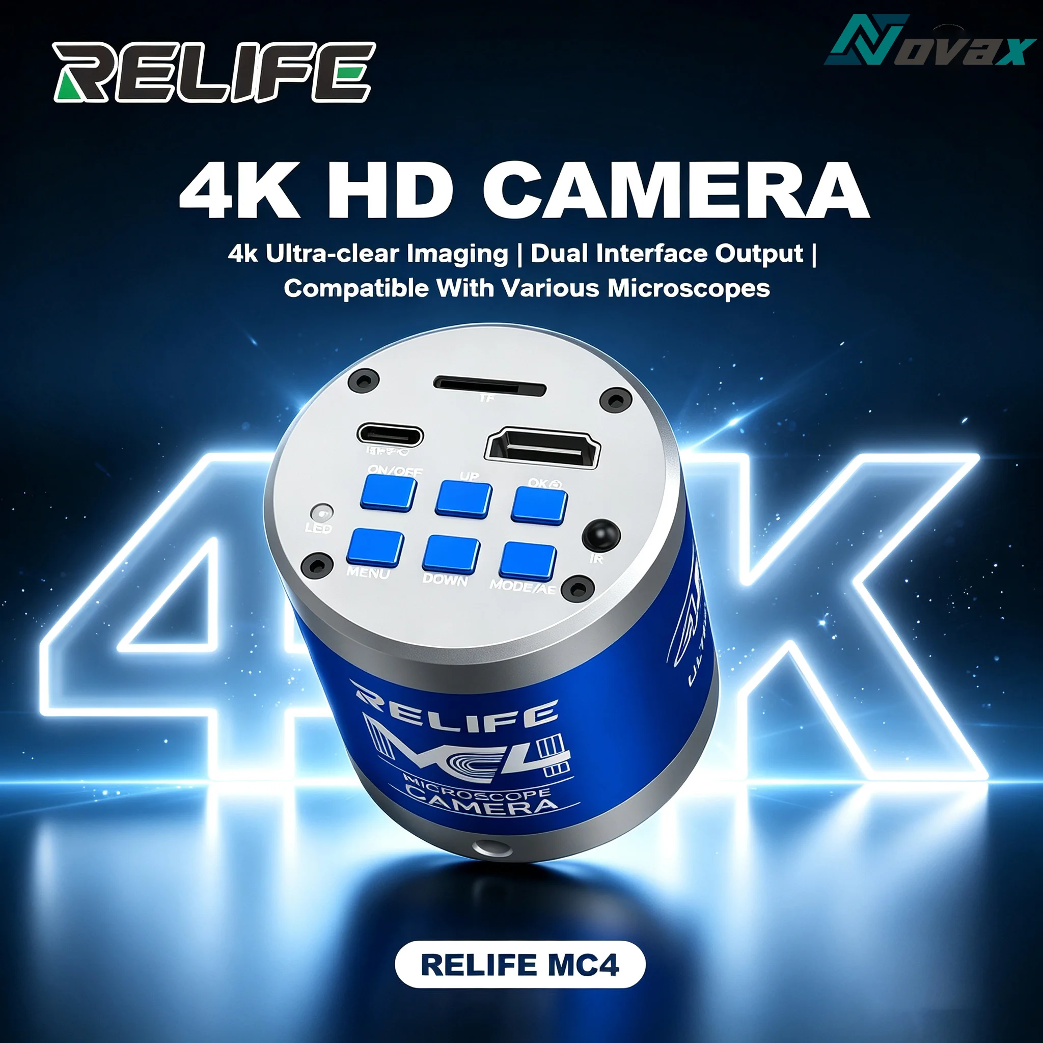 RELIFE MC4 4K HD camera, compatible with various microscopes Type-C dual output maintenance industrial cameras