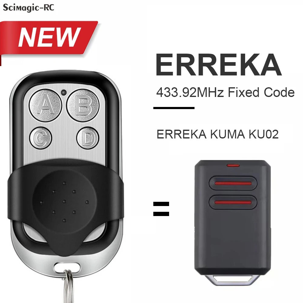 Fixed Code Universal 433 Garage Remote Control Duplicator for ERREKA KUMA KU02 433mhz