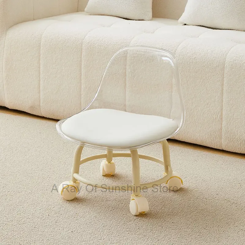 Acrylic Small Stool, Silent With Universal Wheels, Children's , Internet Celebrity Small Chair, Pulley Low ,