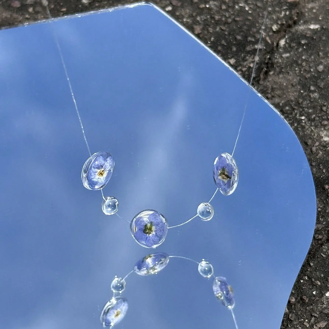 Blue Forget Me Not Flower Dewdrop Clavicle Chain Summer Chic Cottagecore Holiday Jewelry For Women Unique Gifts