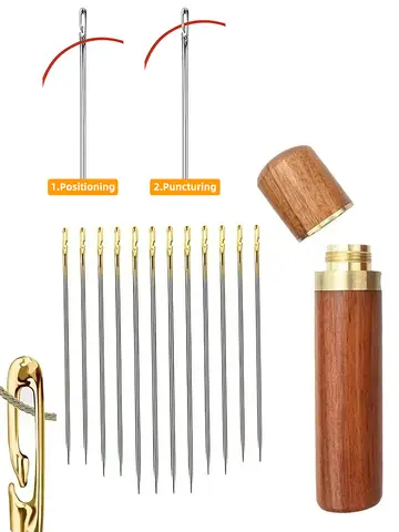 12pcs Blind Needle Elderly Needle-side Hole Hand Household Stainless Steel Sewing Needless Threading Apparel Sewing DIY