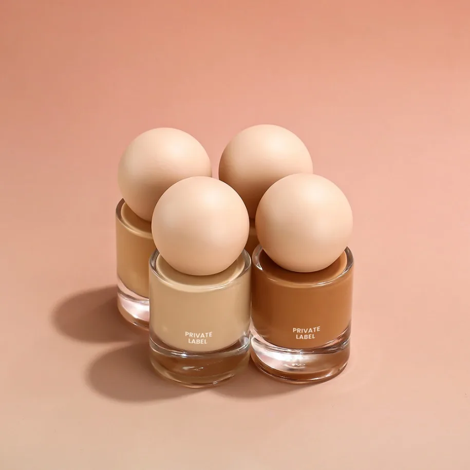 Logotipo personalizado vegano 30ml garrafa redonda fundação para combinação seca pele super cobertura corretivo maquiagem por atacado de longa duração