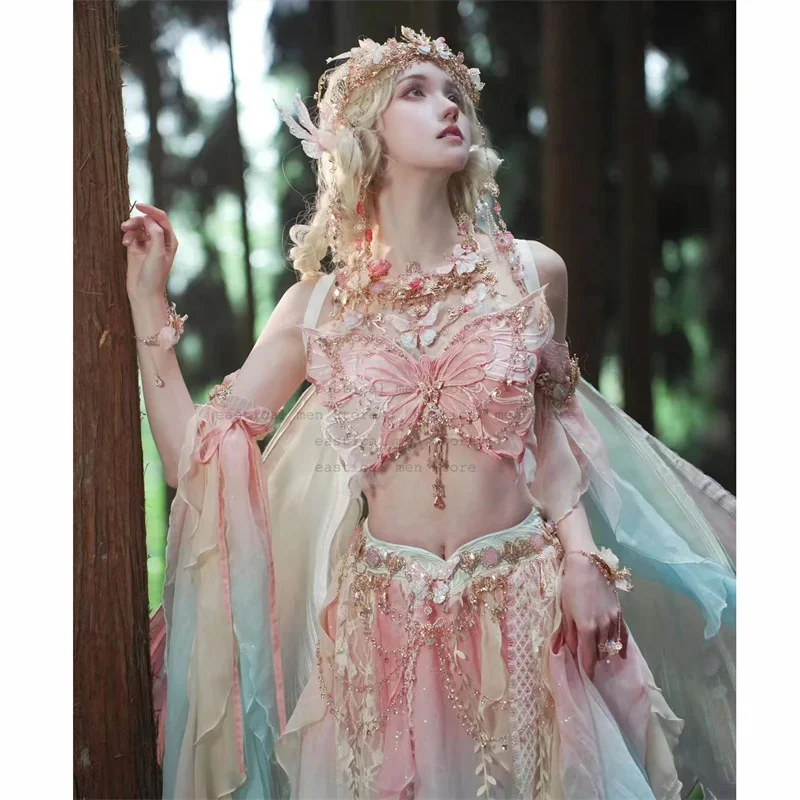 Vestidos de estilo exótico de elfo, traje de princesa de la región occidental, vestido de mariposa, ropa Hanfu para mujer, disfraz de elfo de la jungla HanDress