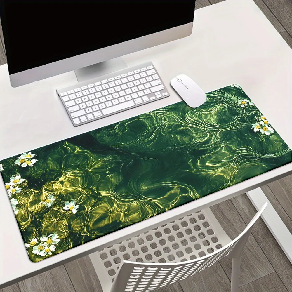 

HD printed water wave mouse pad, multi-functional rubber, anti-slip, durable and washable, suitable for gamers and families