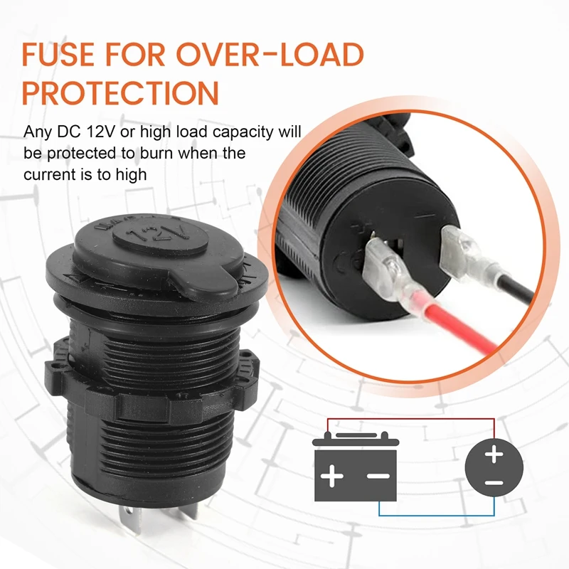 

B0a-tCar-розетка прикуривателя, водонепроницаемая розетка прикуривателя 12 В для лодки, мотоцикла, грузовика, гольфа, квадроцикла
