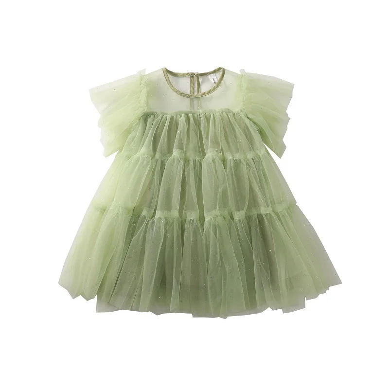 Girls' Dress2024Summer New Mesh Skirt Children's Summer Western Style Fashion Princess Dress Baby Mesh Skirt