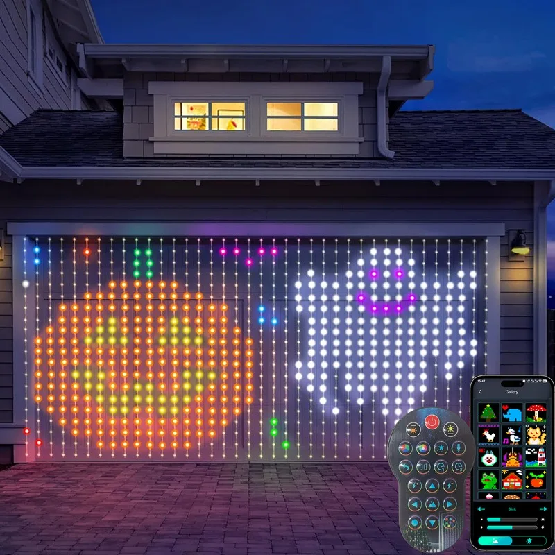 

Smart LED Curtain Lights Color Changing Dynamic DIY Curtain String Lights Music Sync for Halloween Indoor Outdoor Backdrop Decor
