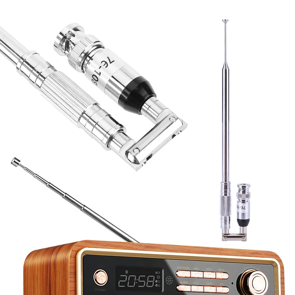 

76-108MHz Telescopic Antenna FM Radio Antenna with BNC Connector Universal Aerial VHF FM Antenna for FM Transmitter Radio