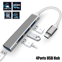 4 Ports USB 3.0 HUB Type C HUB Multi USB Splitter Type-C 5Gbps High Data Transmission USB 3.0 OTG Adapter for PC Macbook Laptops