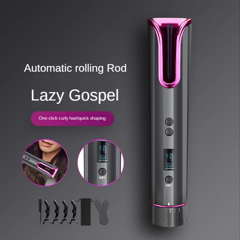 

Fast Automatic Hair Curler Wireless LCD Automatic Curling Stick Curls Waves Hair Styling Tools Curly Rotating Styler Women