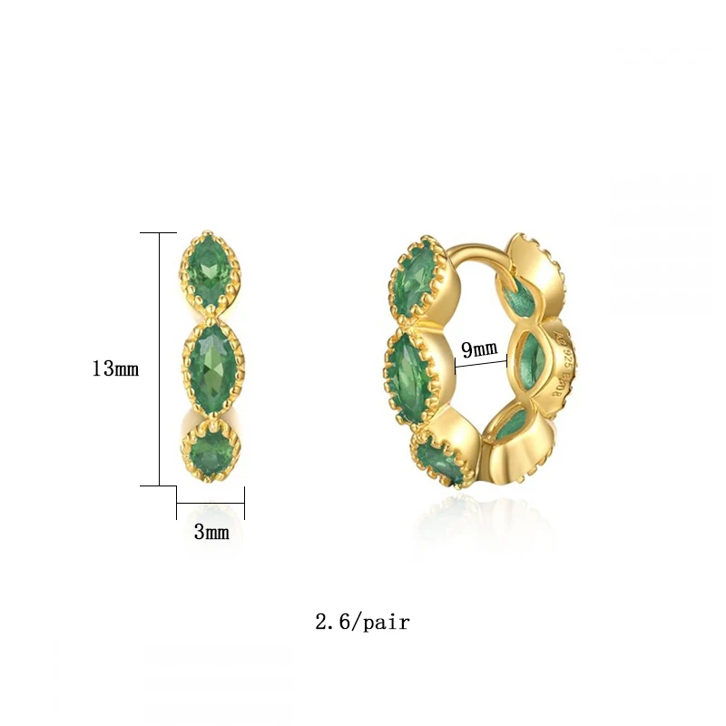 CRMYA Emerald CZ Zircon Clip Drop Hoop Earrings For Women Fashion Gold Plated Piercing Famale Earring Set 2023 Jewelry Wholesale