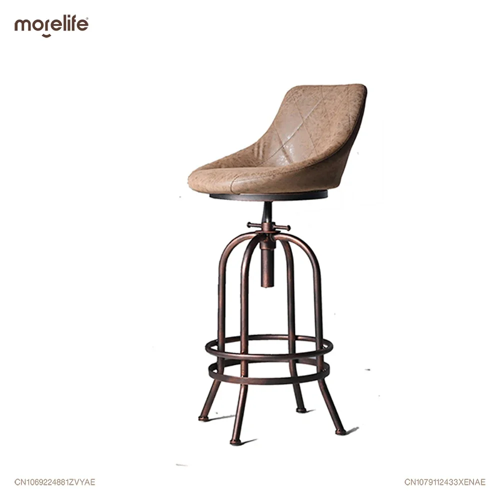 Industrial Style Iron Art Bar Chairs Living Room Creative Counter Stools Raised Lowered Solid Wood High Legged Stool Furniture