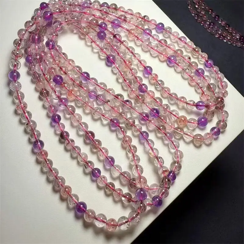 

6MM Natural Super Seven Quartz Triple Circle Bracelet Gemstone For Women Healing Bohemia Holiday Gift 1pcs