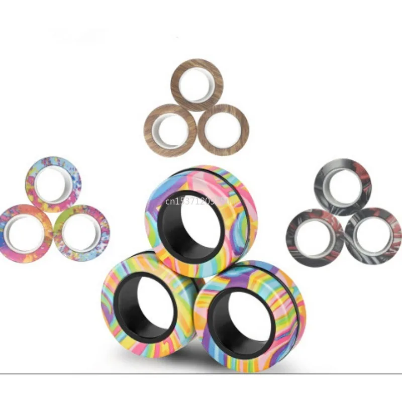 3 stks Fidget Spinner Magnetische Ring Speelgoed Vingers Magneet Ringen ADHD Stress Magisch Speelgoed voor Volwassen Kinderen Angst Fidget