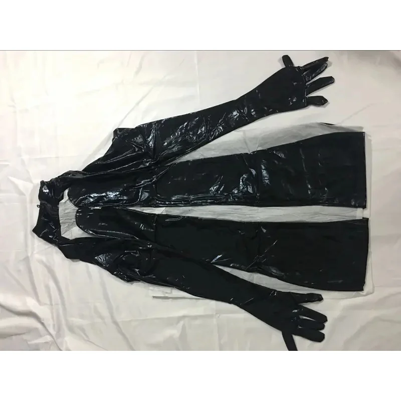 Plus Size Faux Leather Exotic Sexy Lingerie Women's Wingery Zip Zip Open Crotch Jumpsuit Clubwear DS Crotchless Latex Catfollow