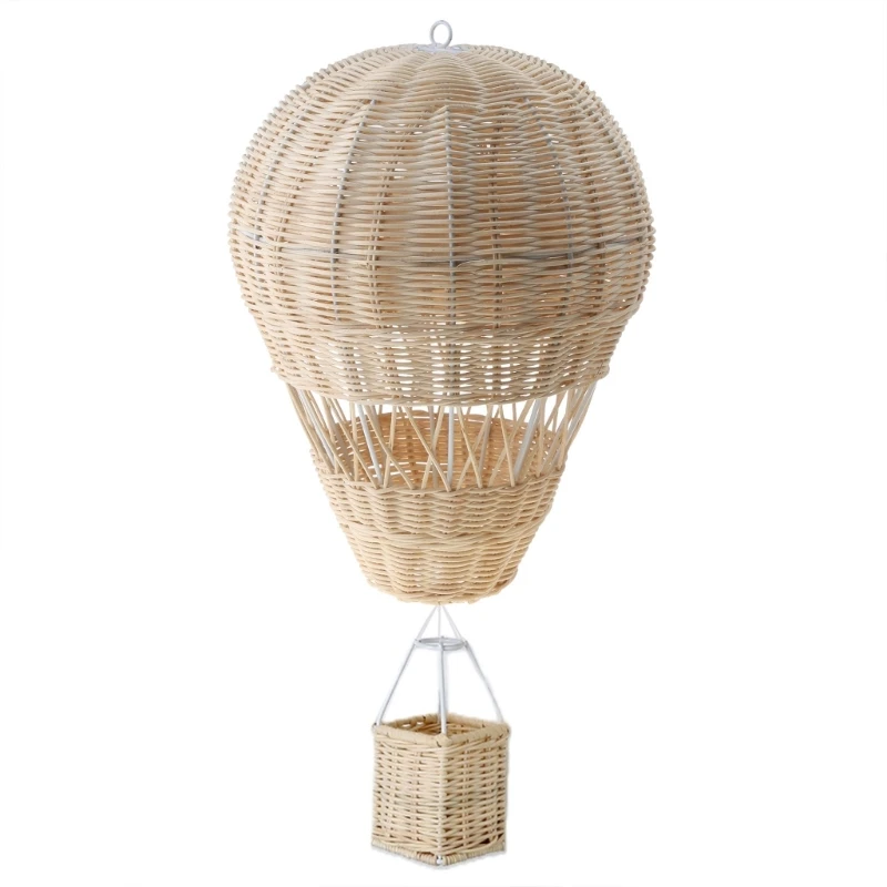 Handmade Kids Room Decoration Nordic Children Bedroom Kindergarten Rattan Woven Hot Air Balloon Wall Hanging Decor