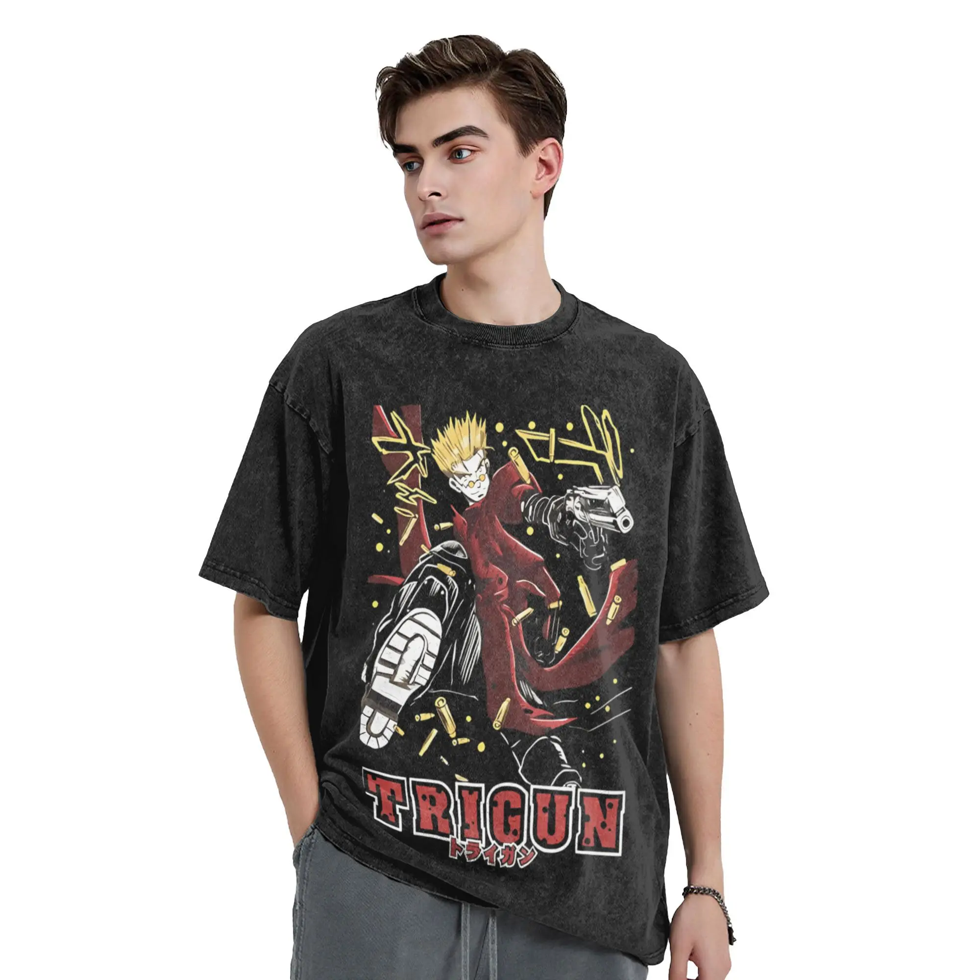أنيمي تريجون نيكولاس D التدافع غسلها تي شيرت رجل خمر تي شيرتات قطن الشاطئ تنفس تتجه تيز فضفاض بلوزات كبيرة الحجم