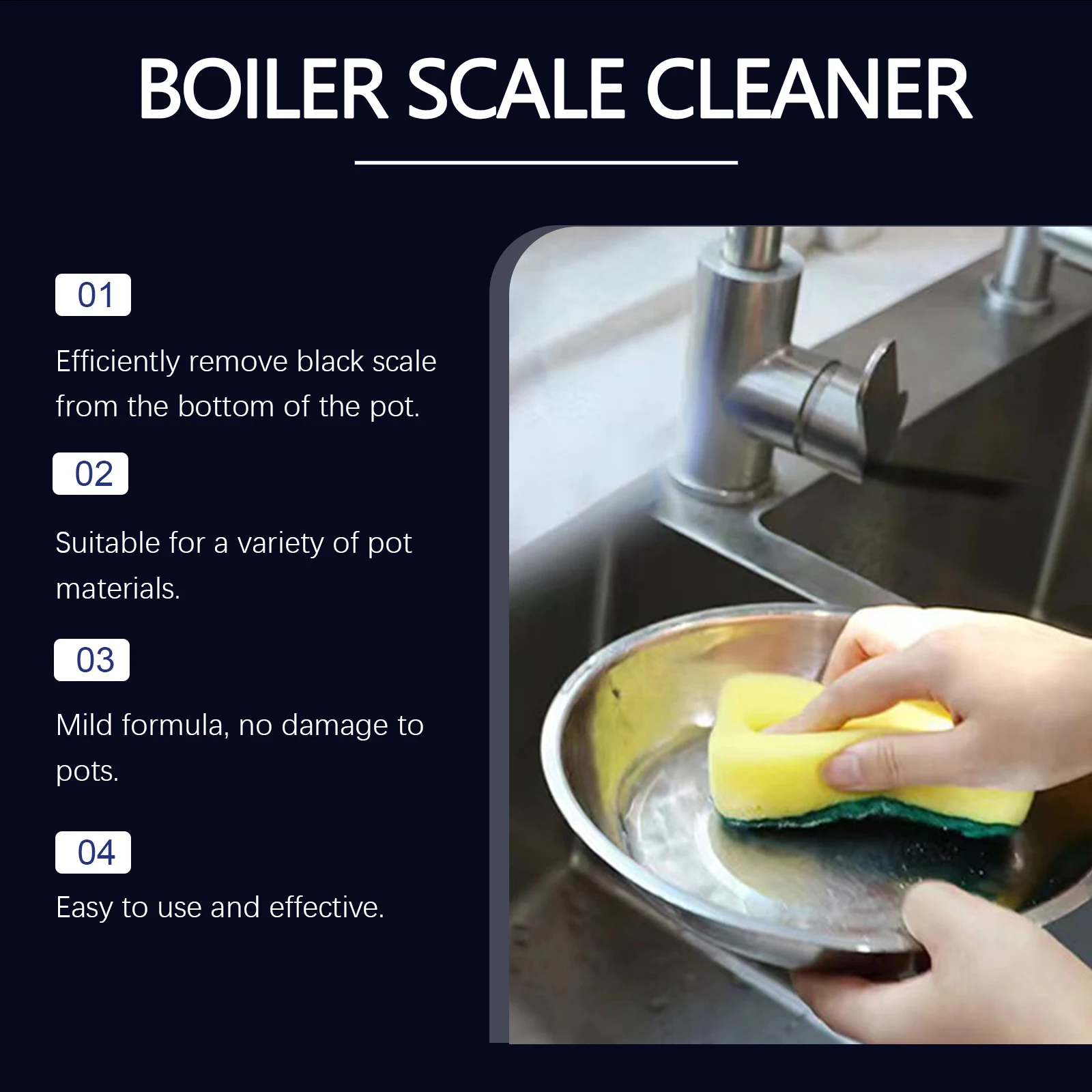 Boiler Scale Cleaner Heavy Duty Pot Bottom Black Stain Remover for Kitchen Cookware Multipurpose Household Degreaser Spray