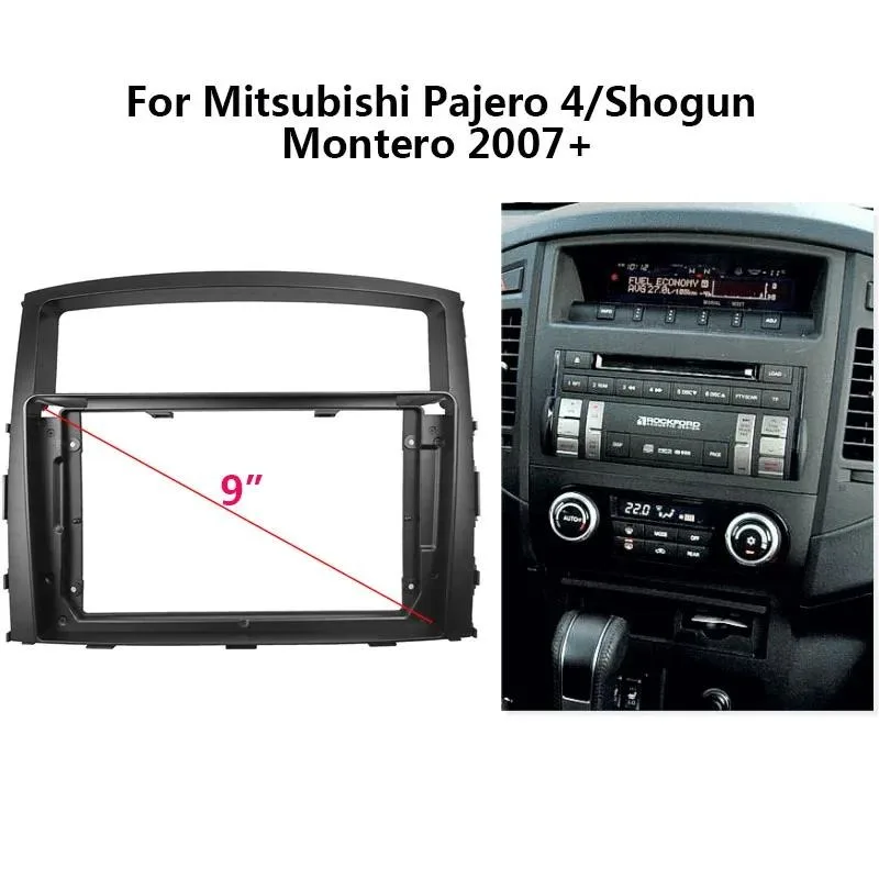 9 Inch Car Radio Fascia for Mitsubishi Pajero 4 for Shogun for Montero 2007+ Auto Stereo Install Dash Panel Frame Kit Mount